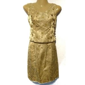 Vtg 60s Gold sleeveless mini dress with topper